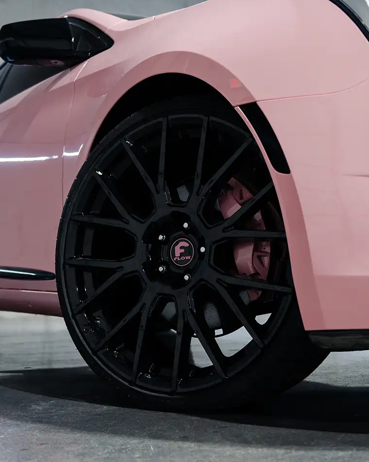 Forged wheel and tire fitment on a customized luxury vehicle